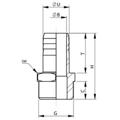 Штуцер бронзовый G1x25мм